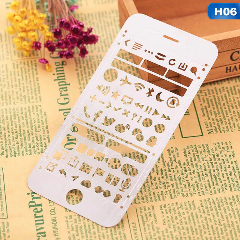 

Multifunctional Stainless Steel Hollow Ruler Geometric Figure Drawing Stencils Templates Metal Ruler Diy Tool Diary Template