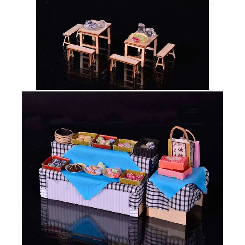 DIY Handcraft Miniature Project Wooden Dolls House Antique Snack Foods Shop Model Kids Hands-On Toy Educational Toy