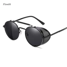 Ретро стимпанк круглые металлические солнцезащитные очки для мужчин и женщин Косплей вечерние очки UV400 Черный Красный градиентный щит