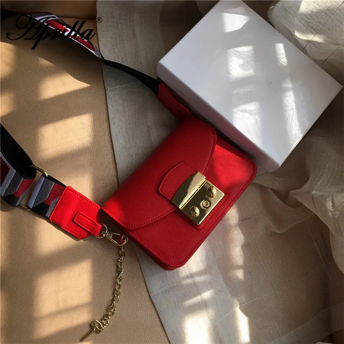 Aprilla дизайнерские брендовые сумки 17 см с клапаном из натуральной кожи, 3А качественные сумки с широким ремешком, женская сумка на плечо с цепочкой, сумки через плечо 223 - Цвет: Красный