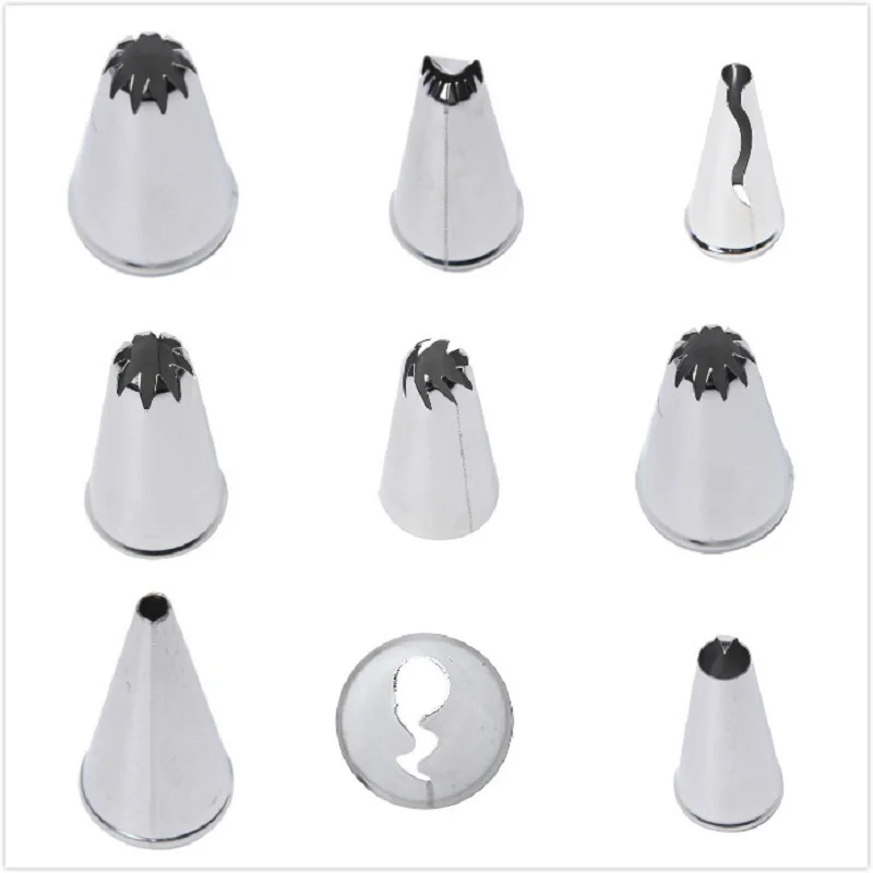 

8 Patterns Icing Nozzles Stainless Steel Pastry Tube Cream Icing Piping Tips Nozzle Fondant Cake Decor Cake Tools