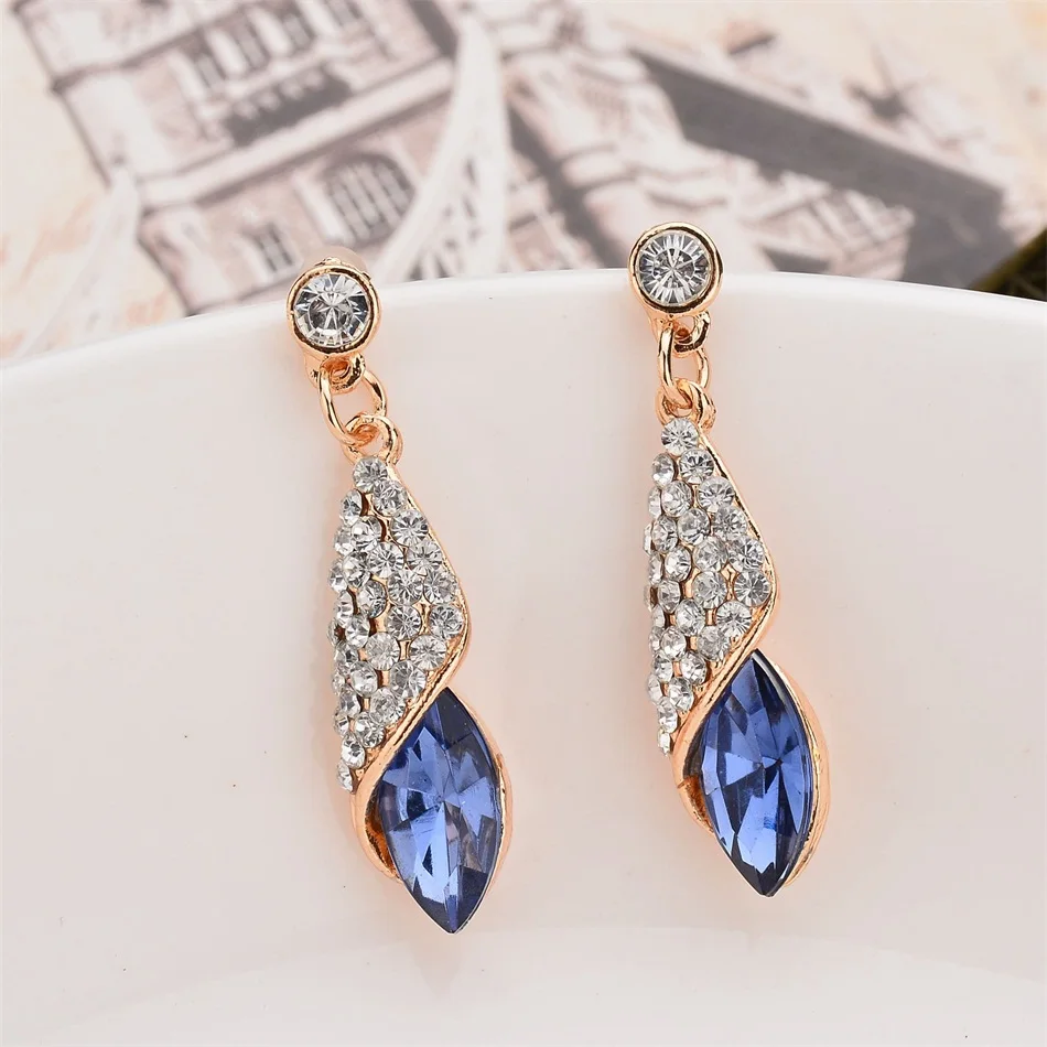 

Heart of the sea-Fashion Rhinestone Earrings Glass Drop Earrings Pendant Jewelry Ladies Multicolor Ear Accessories Ornaments