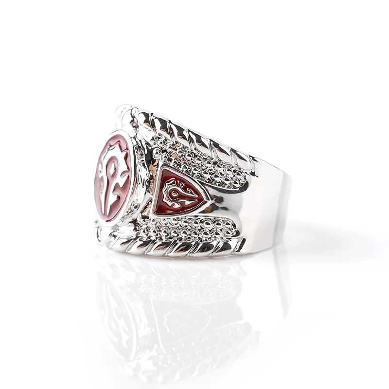 Красный Винтажное кольцо в стиле панк металлический Мода ювелирные изделия World of Warcraft кольцо Альянса игра эмаль Horde Логотип вечерние аксессуары R145