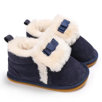 

Baby Boys Girls Shoes Autumn Winter First Walkers Kids Cute Bow Tie Add Plush Warm Children Shoes