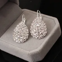 Женские ювелирные изделия с кристаллами Букле д 'Орель, белые серебряные ослепительные кубические циркониевые Стразы, свадебные серьги-гвоздики Brincos