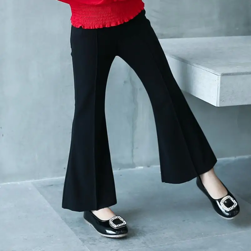 

4-12 Years 2019 Fashion Spring Autumn Toddler Teen Girls Flare Slim Pants Kids Black Trousers For Girl Children's Clothes JW4403