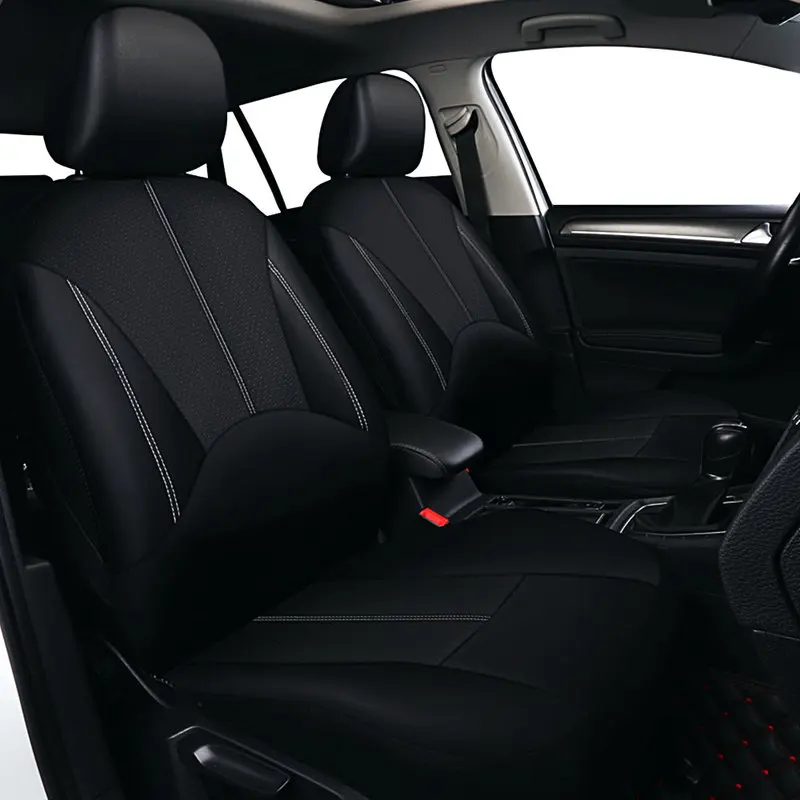 

9Pcs PU Leather Car Seat Covers Luxury Black Dustproof Waterproof Auto Seat Protector Mat Cars Interior Accessories