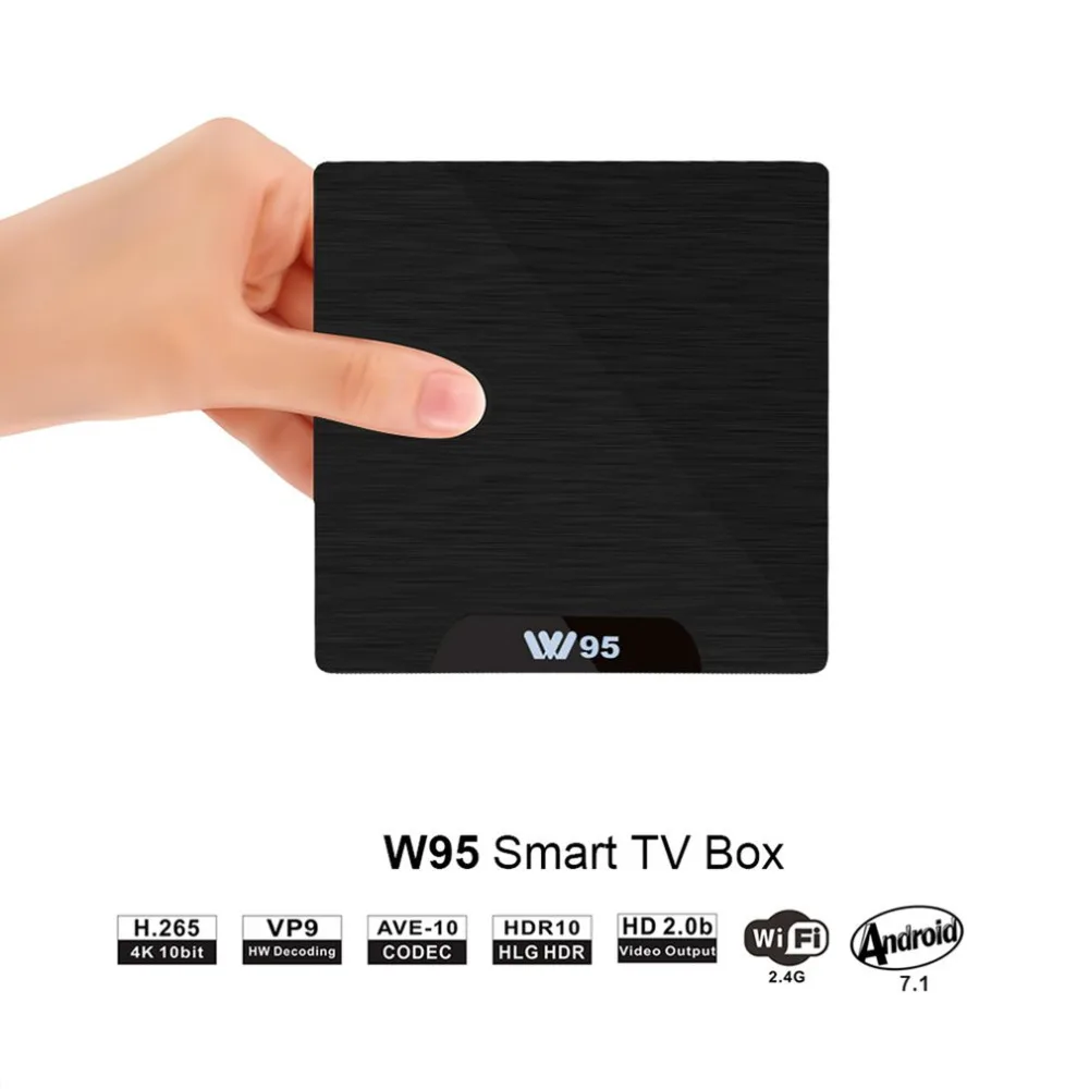 

W95 Small Size Amlogic S905W Quad Core 1G+8G Smart TV Box Support WIFI 2.4GHZ Media Player Set-Top Box for Android 7.1 Black