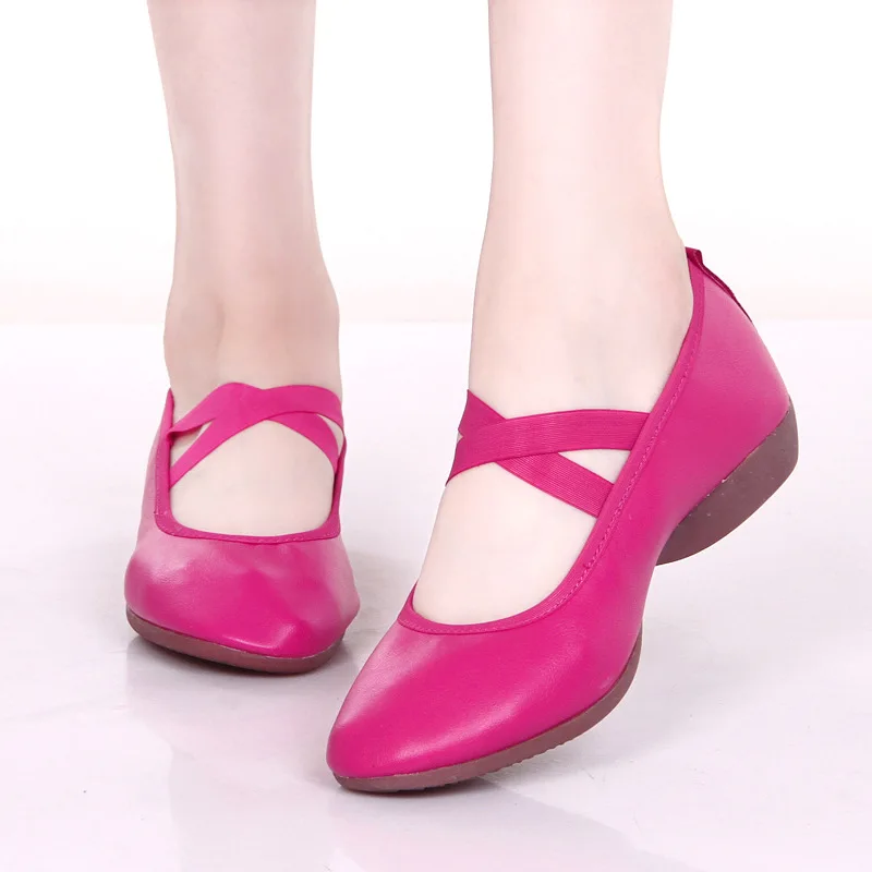 JINBEILEE Square Dance Shoes Leather Soft Bottom Dance Shoes Women's Leather Casual Shoes Exercise Shoes Dance Sneakers