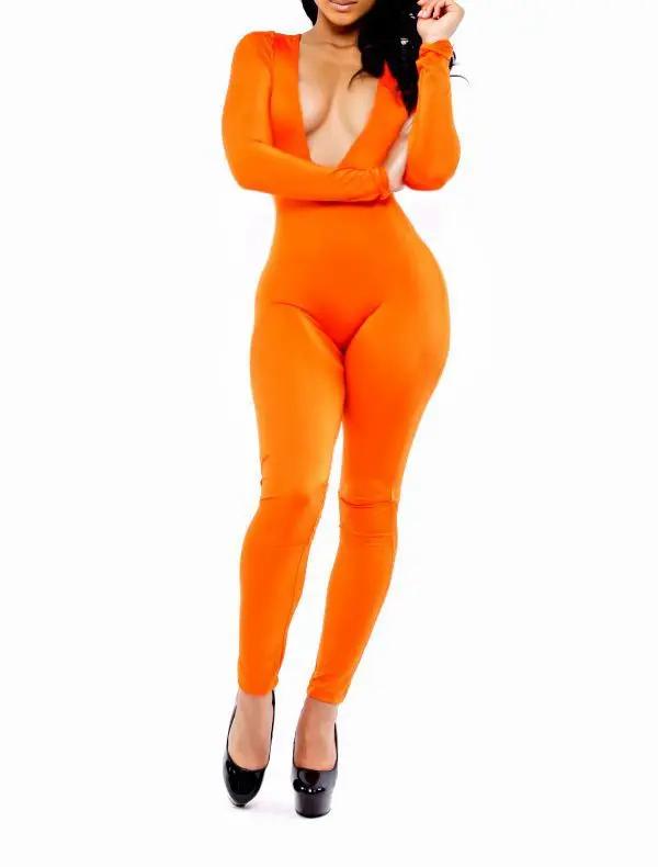 tight orange jumpsuit