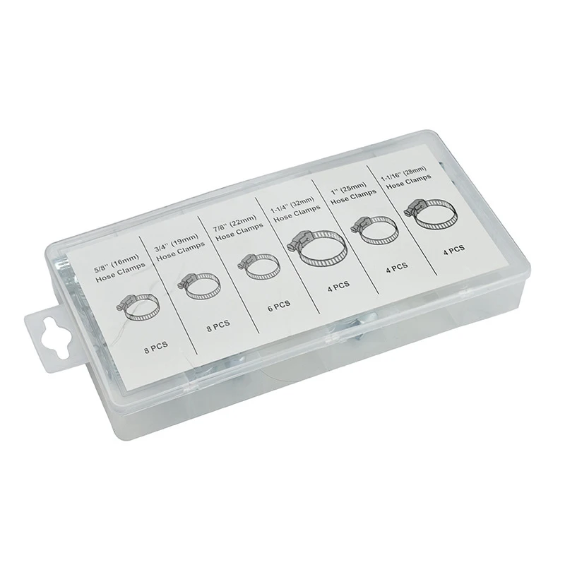

34Pcs Hose Clamp Set With Storage Box Assorted Driver Jubilee Clip Tool Kit Hardware Accessories _WK