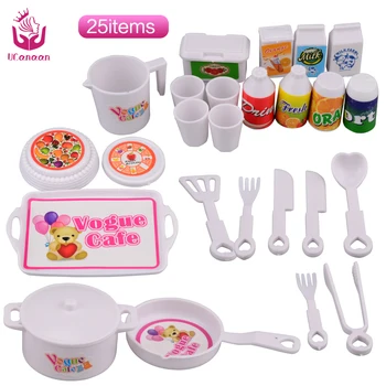 UCanaan 25 pcs Plastic Dinner Set for Barbie Doll