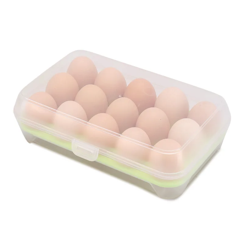 

15 Grid Bilayer Plastic Egg Storage Box Keep Eggs Fresh Organizer Kitchen Refrigerator Food Storage Containers