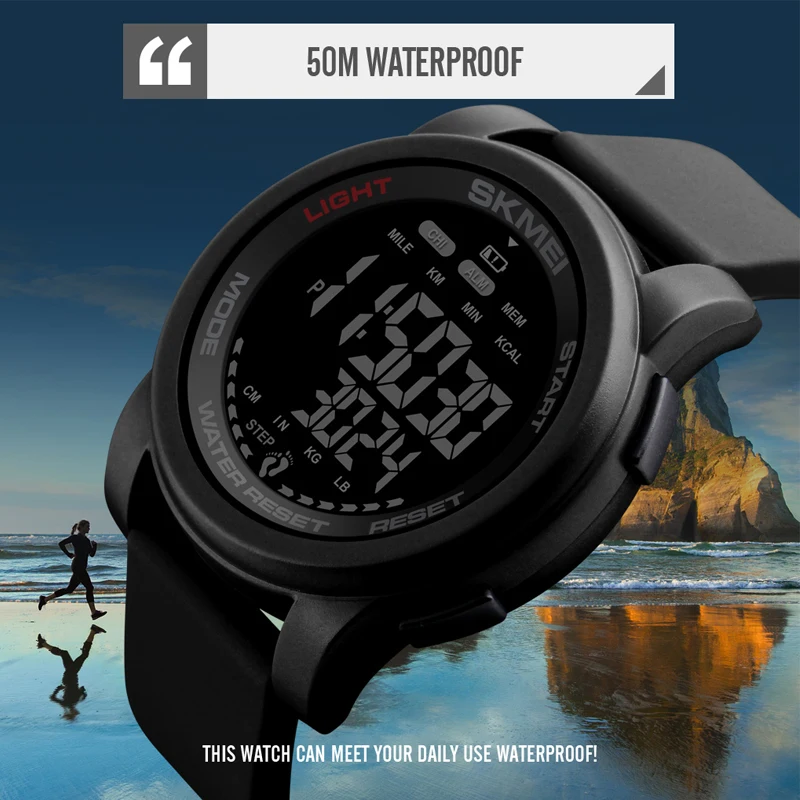 SKMEI Men Watch Luxury Calorie Pedometer Sport Wristwatch Waterproof Luminous Electronic Watch Military Men's Watches 2021 New 4