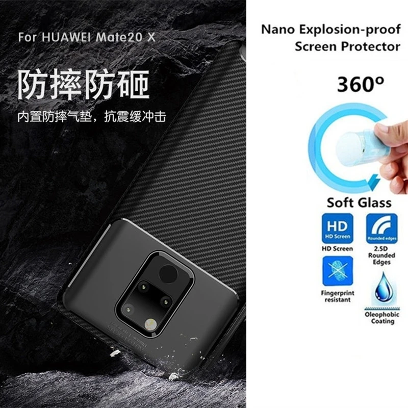 Чехол из углеродного волокна для Huawei Mate 20 X мягкий чехол ТПУ с защитой от