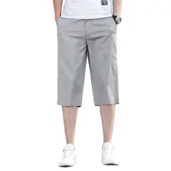 Летние Новые однотонные х/Б мужские шорты Slim Fit до колена Повседневная мужская деловая одежда высокого качества плюс размер 40 42
