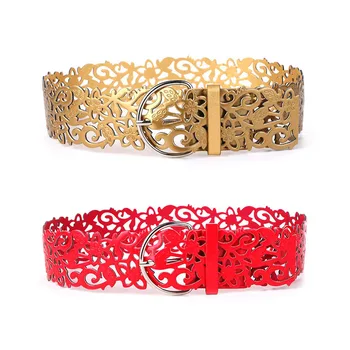 

Fashion Self Tie Wide Belts For Women Soft Leather Hollow Out Belt Wrap Around Waistband Black Dress Belts