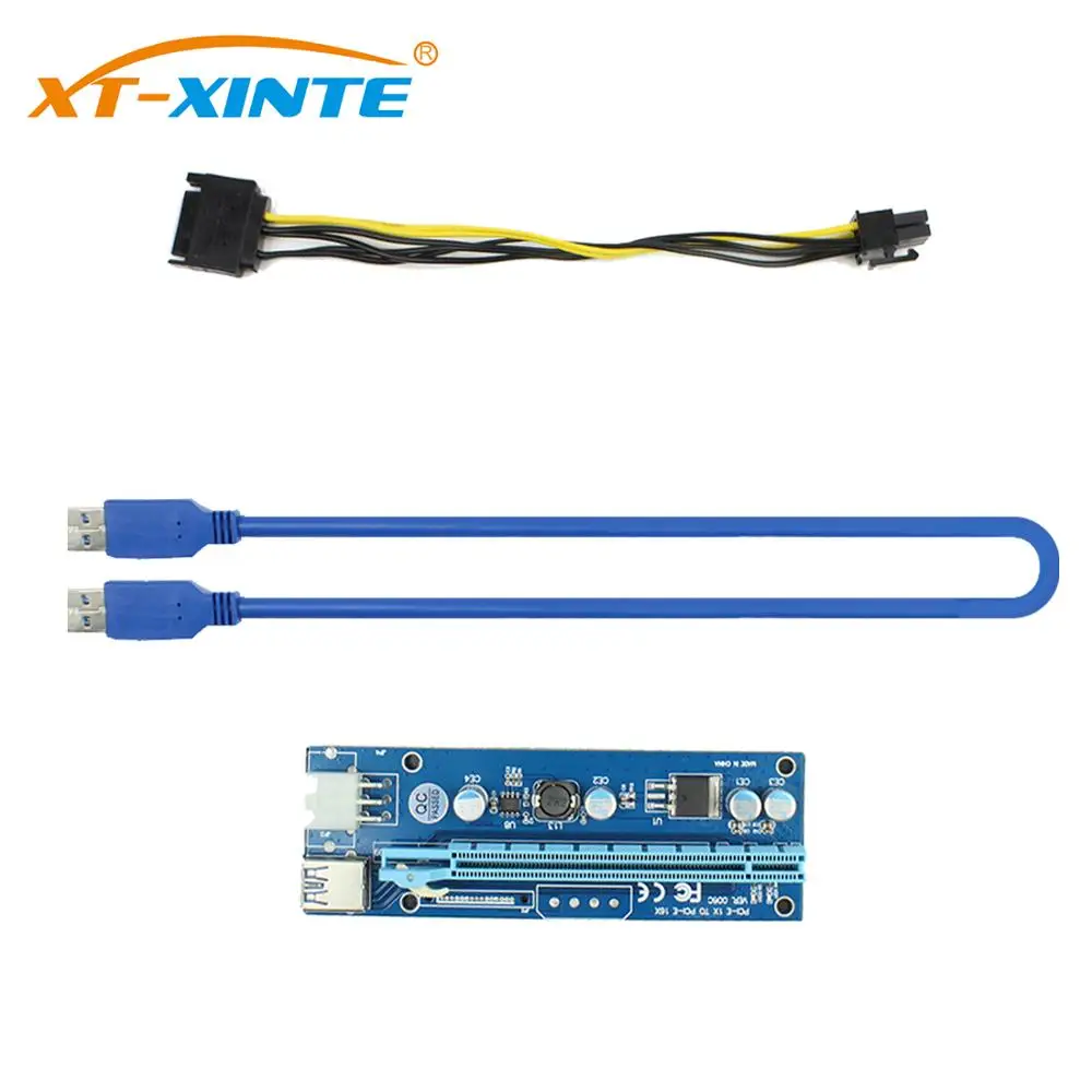 Pci Express Riser Card 1Х до 16Х 6Pin GPU Usb 3,0 удлинитель X1 X16 адаптер карта PCIE SATA 6Pin кабель питания для майнера BTC майнинга