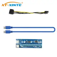 sata כבל PCI Express Riser Card 1x כדי 16x 6pin GPU Usb 3.0 Extender X1 X16 מתאם כרטיס PCIE SATA 6pin כבל חשמל עבור כורה BTC כרייה (2)