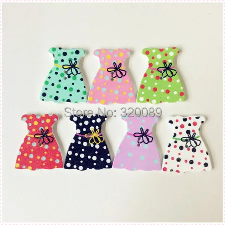400pcs New Dress Shaped 30x35mm Wooden Buttons Baby Shower Crafts Cardmaking Scrapbook Embellishments Botones