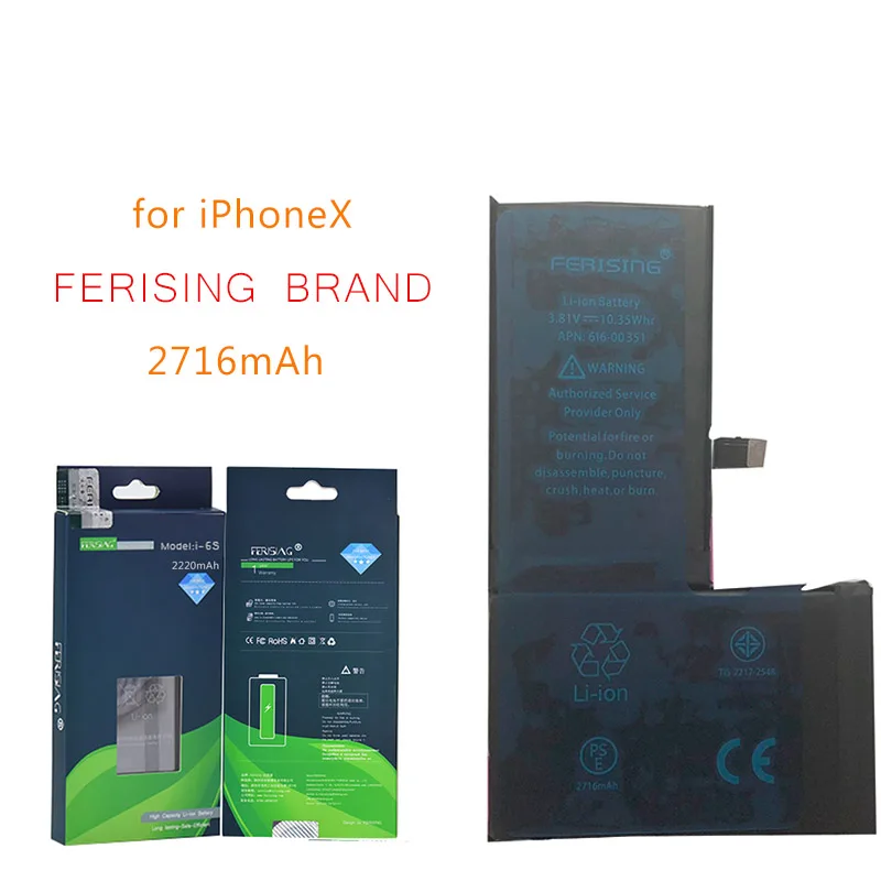 Сделано в году) FERISING OEM телефон батарея для iPhone X 0 цикл bateria iPhone i-X замена батареи - Цвет: FERISING battery