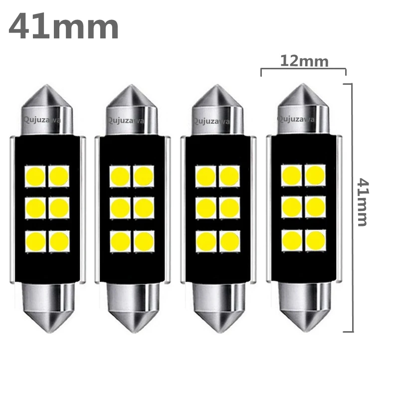 4 шт. 31 мм 36 мм 39 мм 41 мм новейшие супер яркие 3030 светодиодные лампочки C5W автомобильный купольный свет Canbus без ошибок авто лампа для чтения в помещении - Испускаемый цвет: 41mm