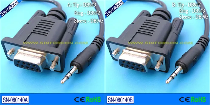 C/âble null modem RS232/ vers prise jack 3,5/ mm