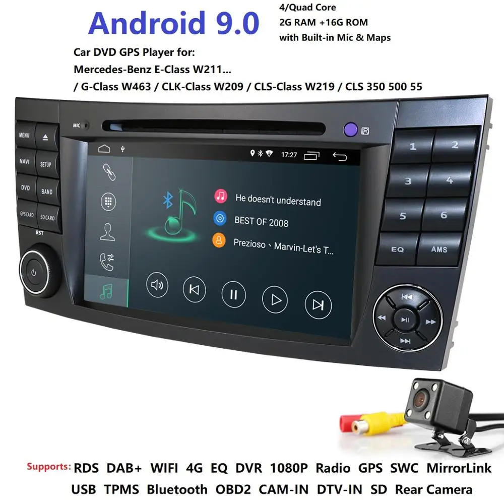 HD 1024*600 сенсорный автомобильный dvd-плеер с экраном для mercedes w211 Android 9,0 мультимедиа W209 W219 4G wifi Радио Стерео gps DVR RDS DAB
