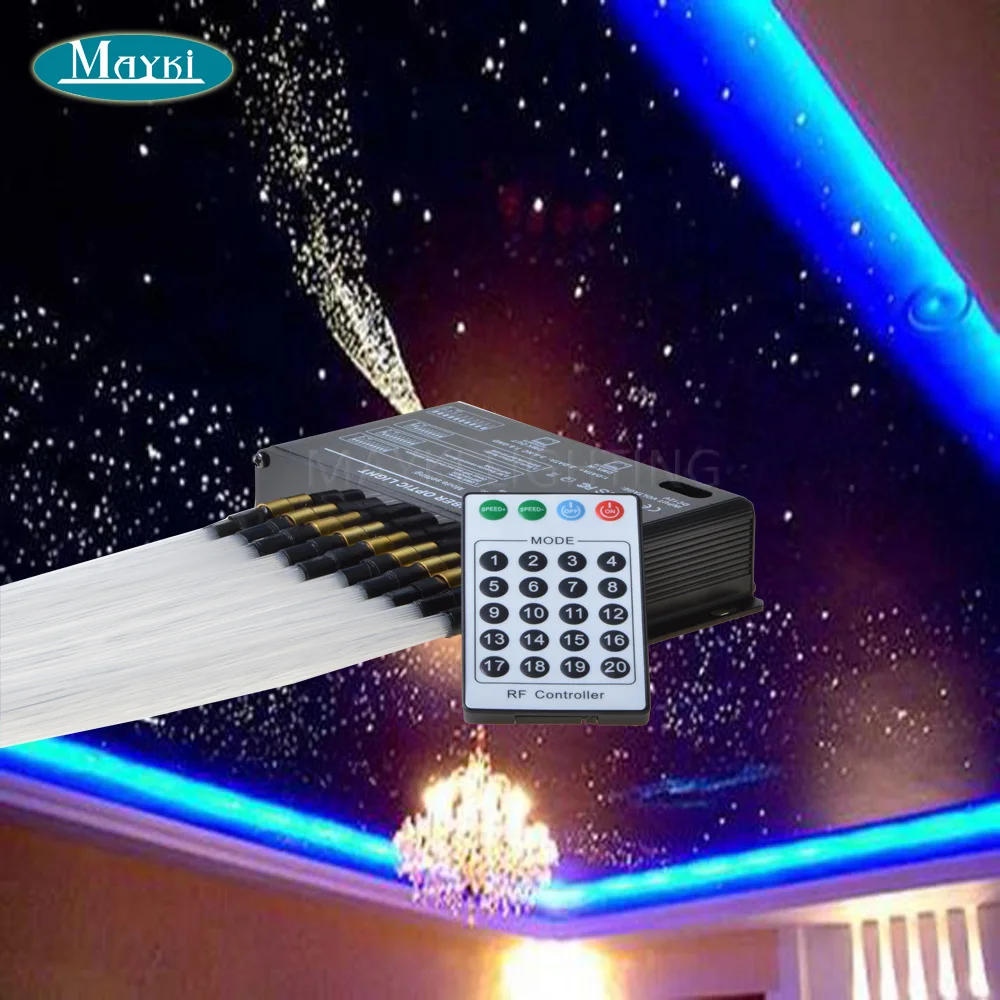 Maykit Pmma падающий волоконно-оптический Звездный потолочный светильник, белый светодиодный светильник источник 300 нитей 0,75 мм волокно 2 м длинный 24key пульт дистанционного управления