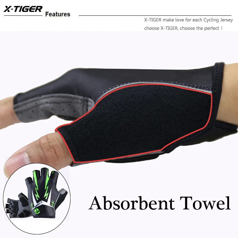 X-Tiger Anti-Slip Half Finger Cycling Gloves High Elastic Breathable MTB Bike Gloves Summer Bicycle Gym Fitness Sports Gloves