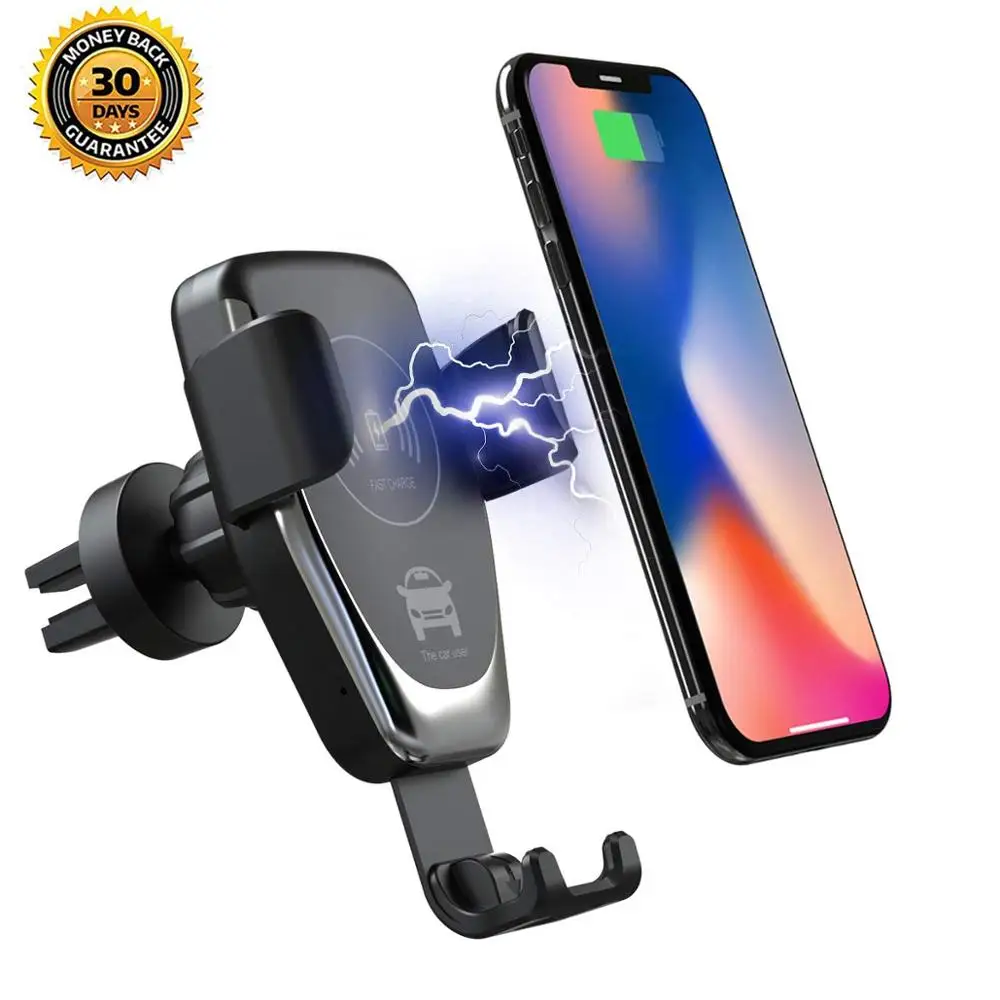 

Henzarne 10W Wireless Car Charger Automatic Clamping Fast Charging Phone Holder Mount in Car for iPhone xr Huawei Samsung
