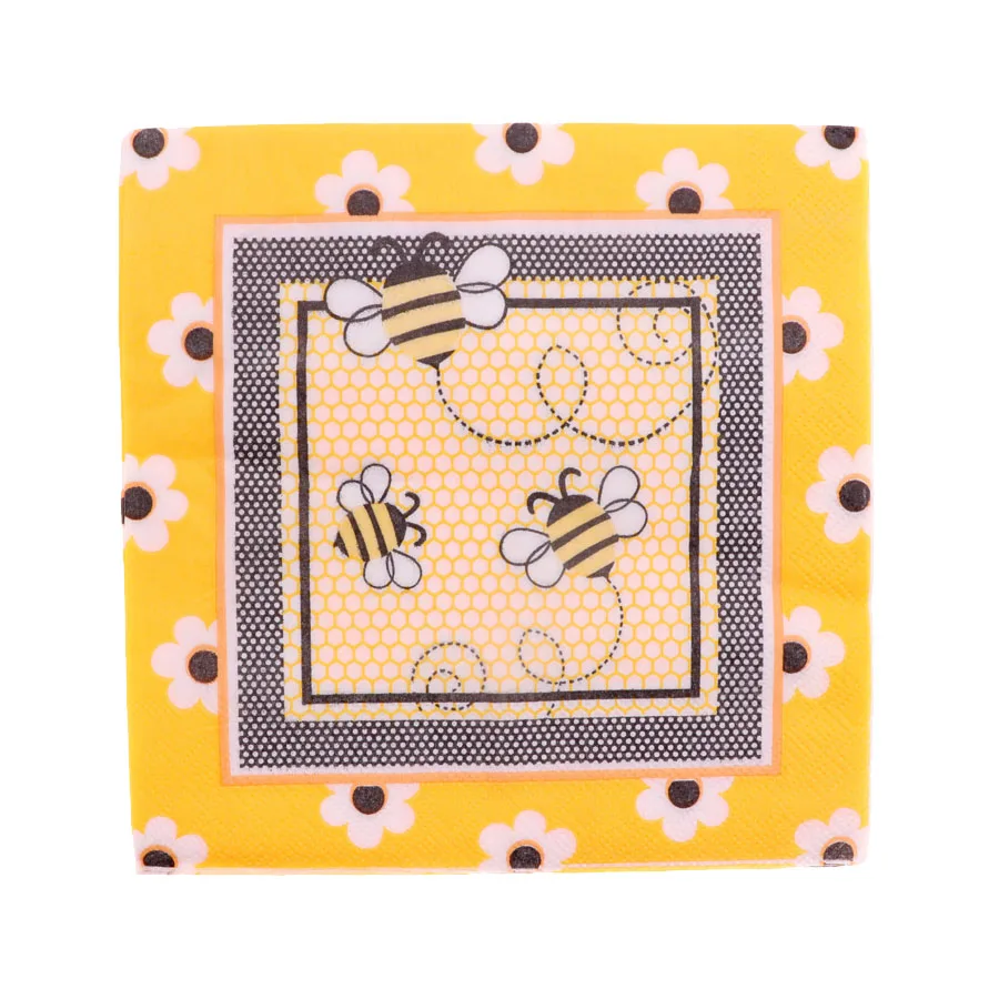 

Disposable Tablewares Set Cup Plate Banner Tablecloth Horn Blowouts Napkins Stickers cartoon bee Birthday Party Event