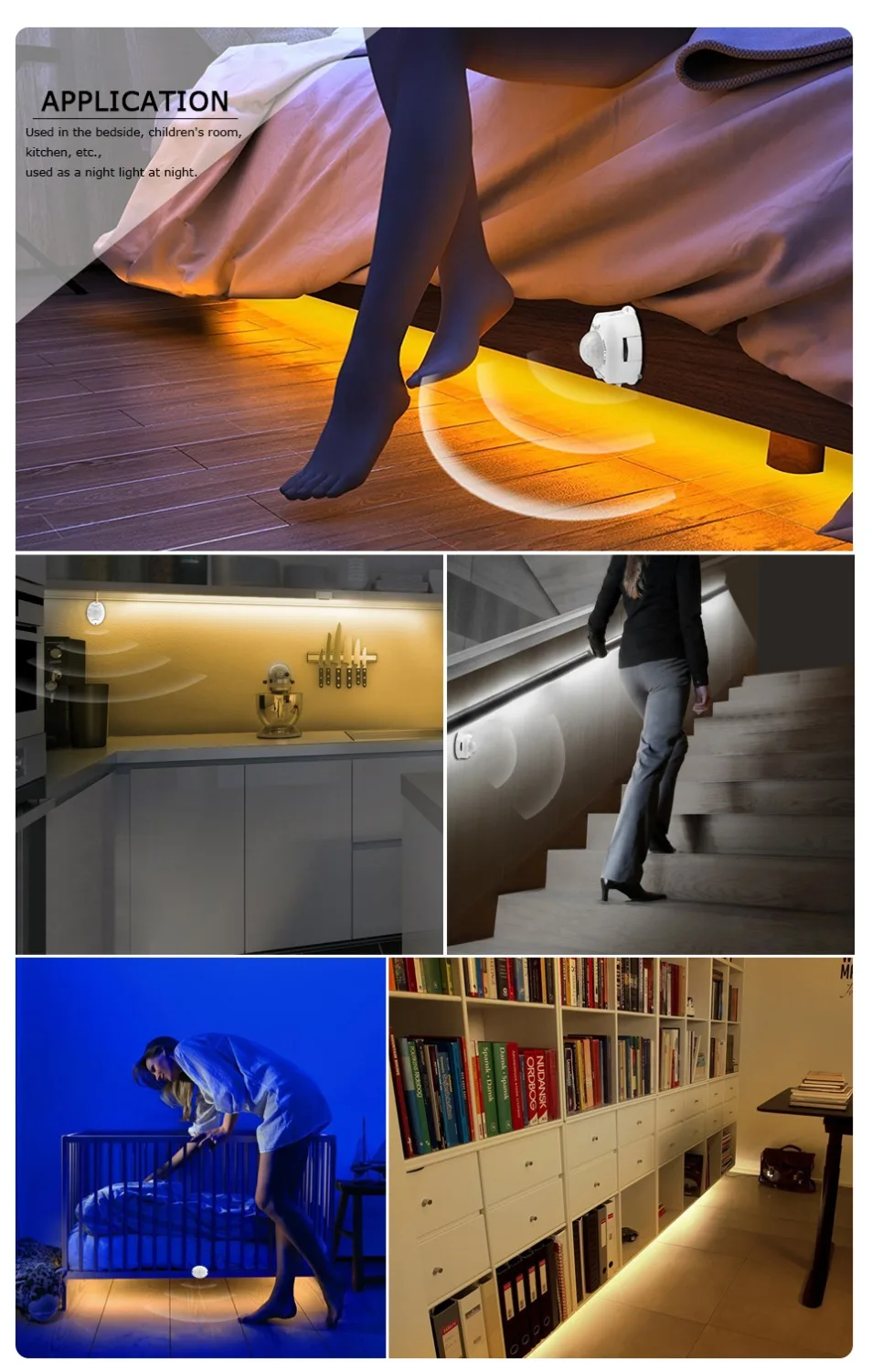1,5 м светодиодная подсветка под шкаф PIR ночник с датчиком движения активированная Светодиодная лента для спальни шкаф лестницы шкаф лампа