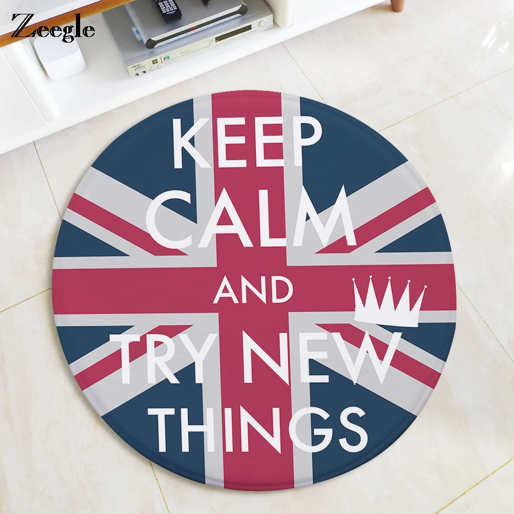 

Zeegle World Flag Round Carpet Flannel Living Room Bedroom Carpet Non-slip Children Carpets Study Room Floor Mats Sofa Cushion