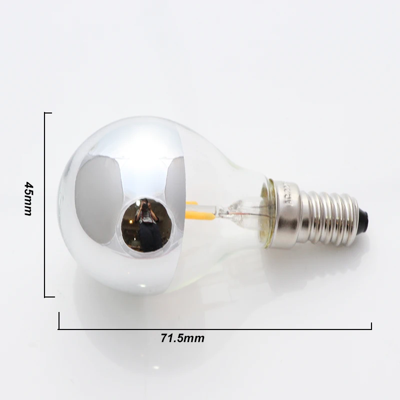 2 шт. ампулы led e14 лампа накаливания диммер Серебряный Топ бестеневые ТТ G45 лампы W