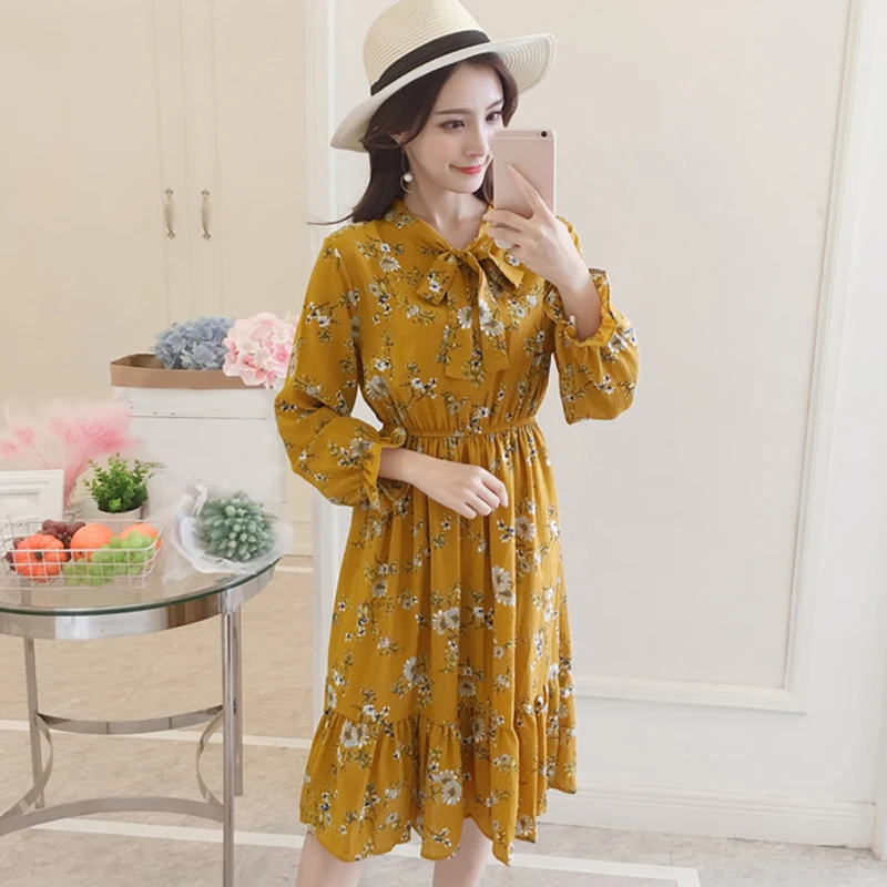 FREE SHIPPINGSummer Korean Chiffon Women Dress Elegant Ladies Vintage ...