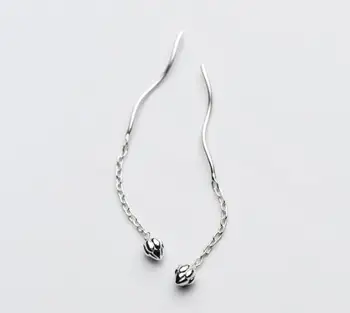 

Real 100% 925 Sterling Silver Fine Jewelry Lotus Blossom flower twisted Threader Dangle Earrings gtle2257