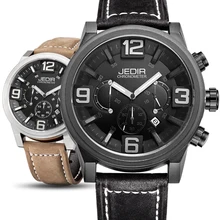 Часы с 3D циферблатом, хронографом, 6 стрелок, секундомером, спортивные часы для мужчин, ремешок из натуральной кожи, военные часы, модные, Relogio masculino