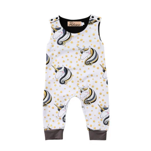 

US STOCK Newborn Baby Boys Girls Romper cartoon horse Jumpsuit cotton Clothes One Piece sleeveless summer Rompers for 0-24M
