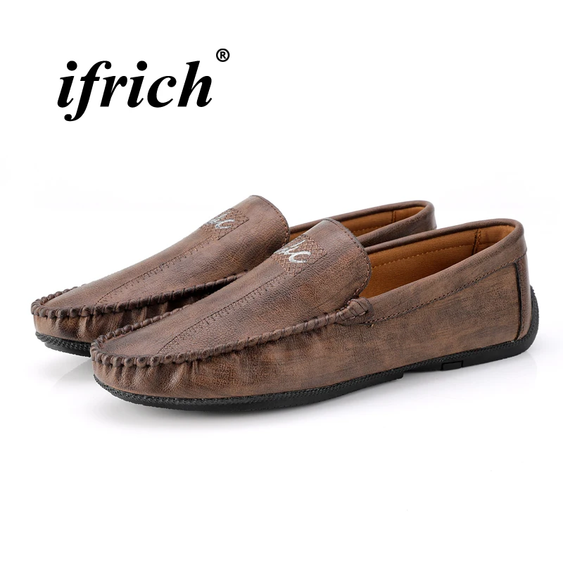 

Man Casual Loafers Spring Autumn Driving Male Loafers Black Khaki Mens Slip On Shoes Lightweight Retro Loafers For Men
