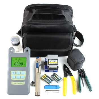 

15 in 1 FTTH Fiber Optic Tool Kits with Fiber Cleaver -70~+10dBm Optical Power Meter Visual Fault Lcator 3-5KM and Stripper