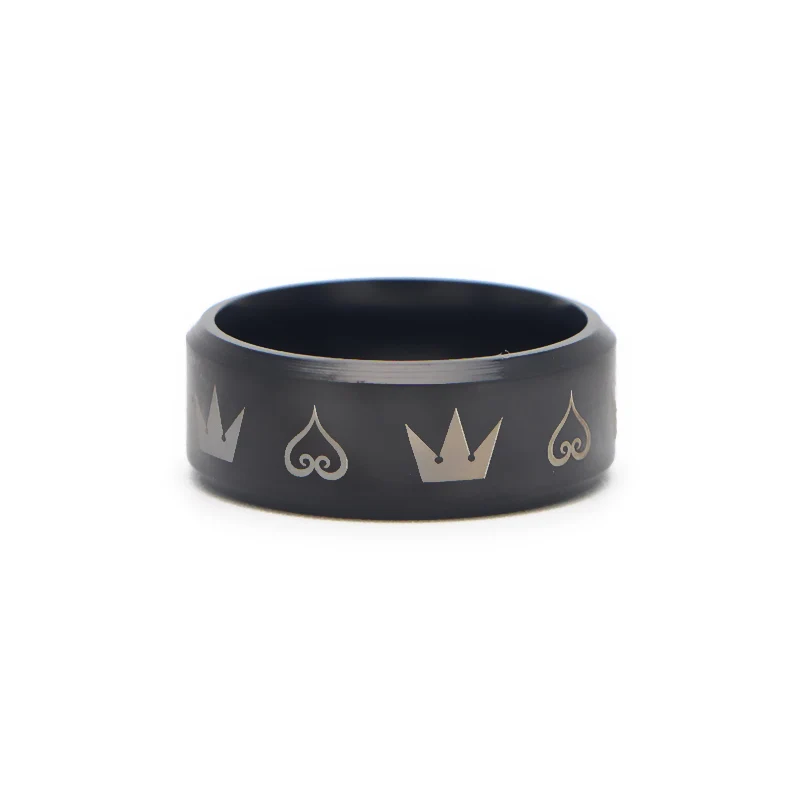 V298 качество нержавеющая сталь Королевство Сердца и короны Дизайн Матовый центр черный шаг мужское кольцо ювелирные изделия - Main Stone Color: 1