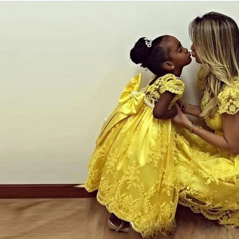 Yellow-Cap-sleeve-Ankle-Length-Appliques-Bow-Beading-First-Communion-Dresses-For-Girls-Bloemenmeisjes-Jurk-Evening (1)
