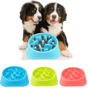 Dog Bowls Slow Feeder Fun Stop Bloat Dog Bowl Pet Non-Slip Drink Water Bowl Square Base