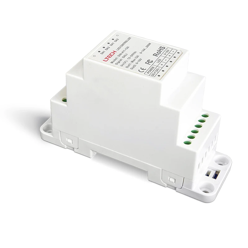 

LTECH Dali dimming driver DC12V-24V input DIN Rail DALI Power Driver Push Dim DIN rail/Screw dual-use;12A*1CH / 0-10V output