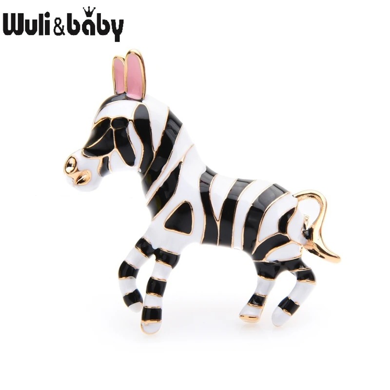 

Wuli&baby Lovely Zebra Enamel Brooches Women Alloy Cute Horse Animal Brooch Pins Gifts