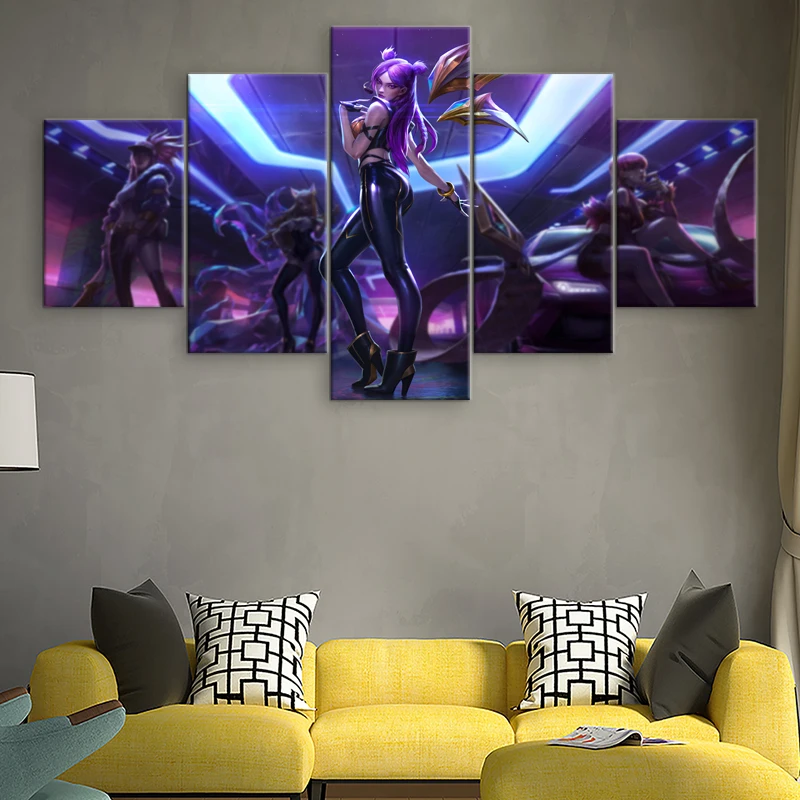 Современная Картина на холсте 5 шт. League of Legends KDA KaiSa холст напечатанный стену