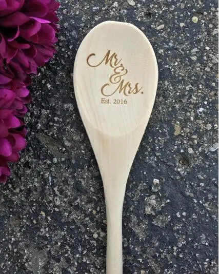 

personalized Mr and Mrs engraved Wedding engagement Wooden spoons birthday baby bridal shower party favors gifts kitchen decor