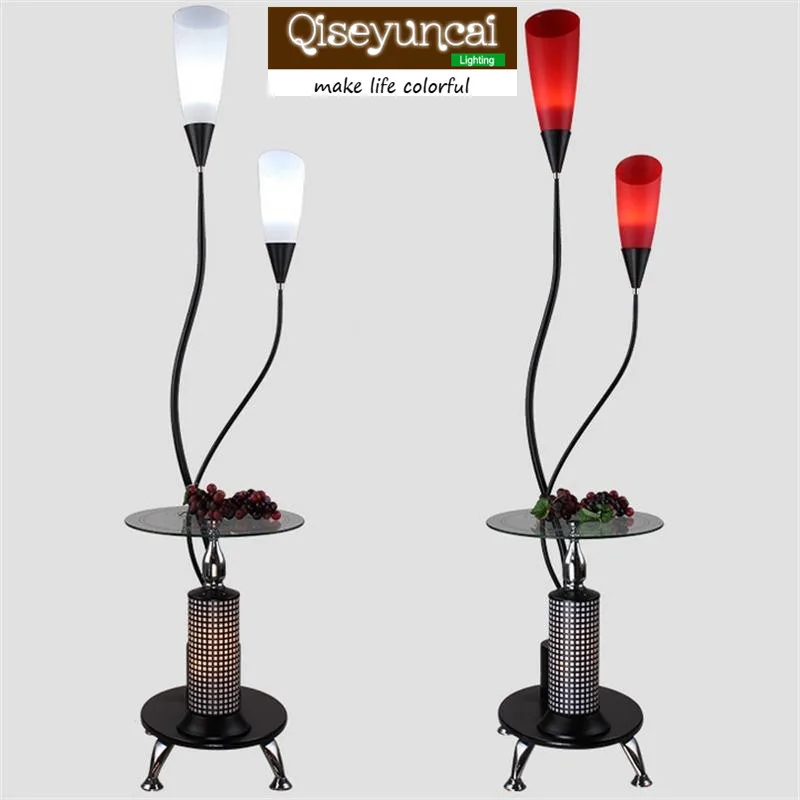 

Qiseyuncai Modern minimalist living room floor lamp bedroom study creative fashion storage tray vertical coffee table floor lamp