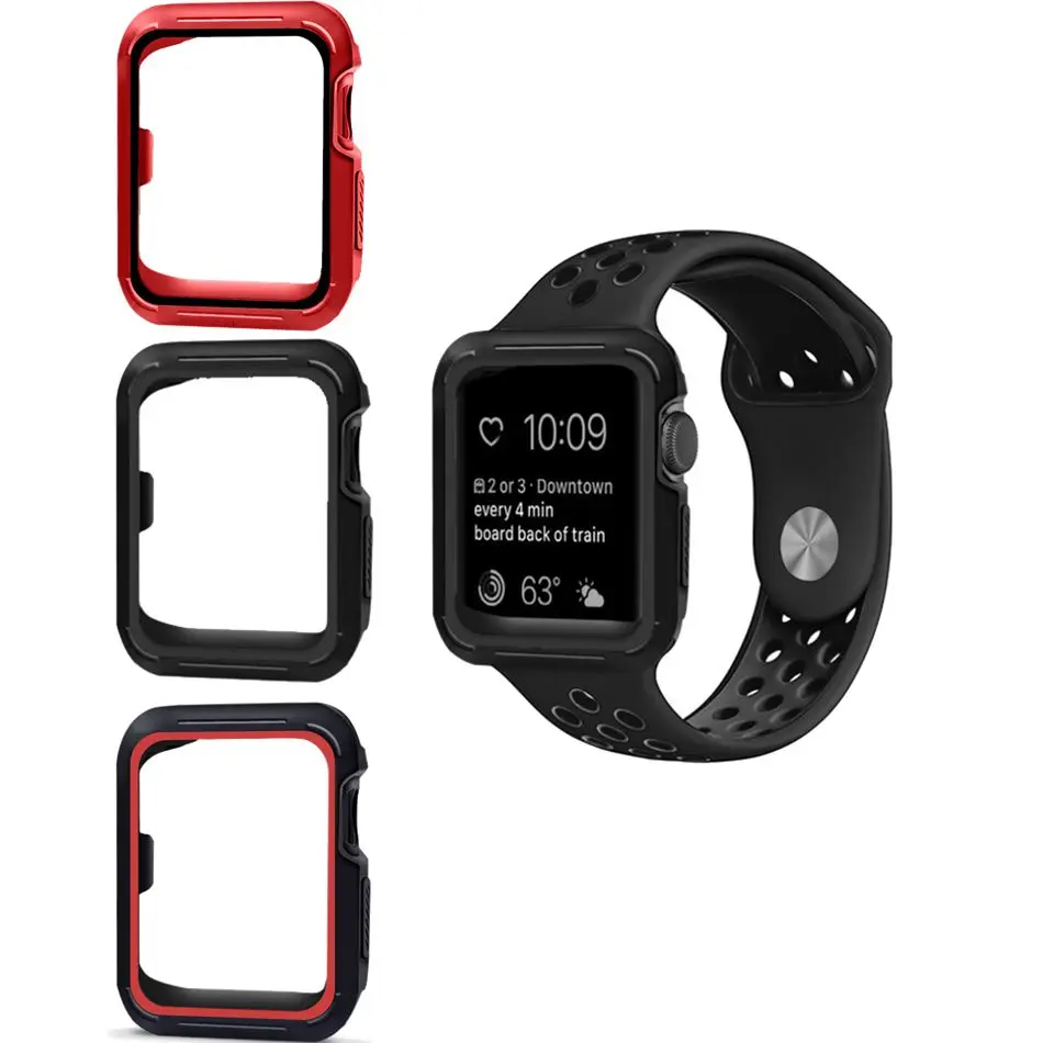

For Apple Watch 4 Soft Silicone Protective Case 44mm 40mm Cover Shell 4 colors Shockproof Case Cover Screen Protector for iWatch